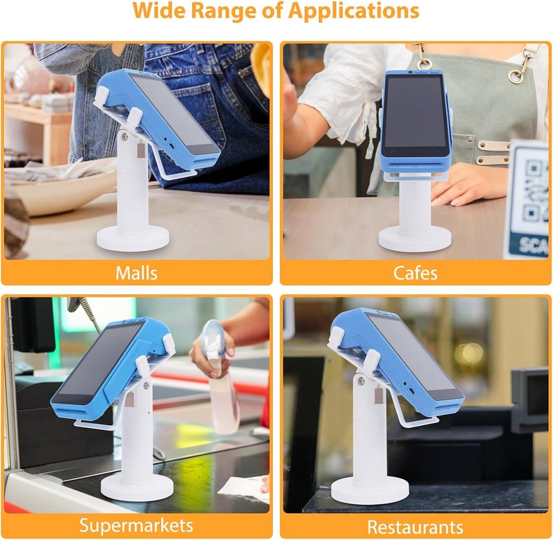 CRIZISTON Universal Square POS Machine Terminal Stand, Adjustable Square Credit Card Reader POS Stand, 7" Tall Swivel and Tilt Terminal Holder with Complete Kit, Screw-in and Adhesive, White - Image 5